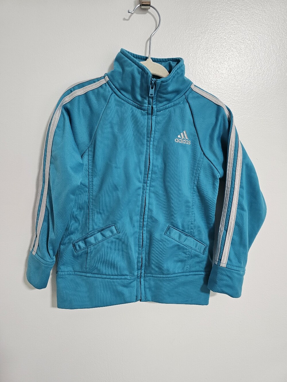 🧸2/20$ Adidas Teal Tracksuit Jacket Girl Size 24M 2T Zip Up Sweater Sport